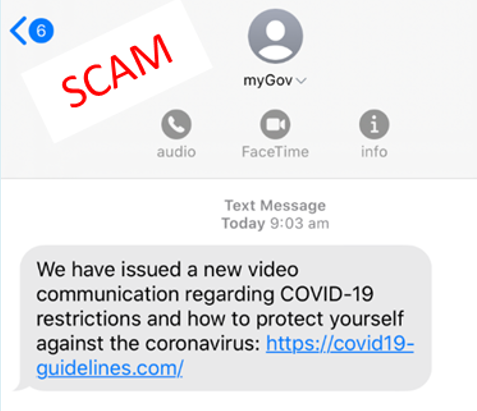 Example COVID-19 testing phishing message