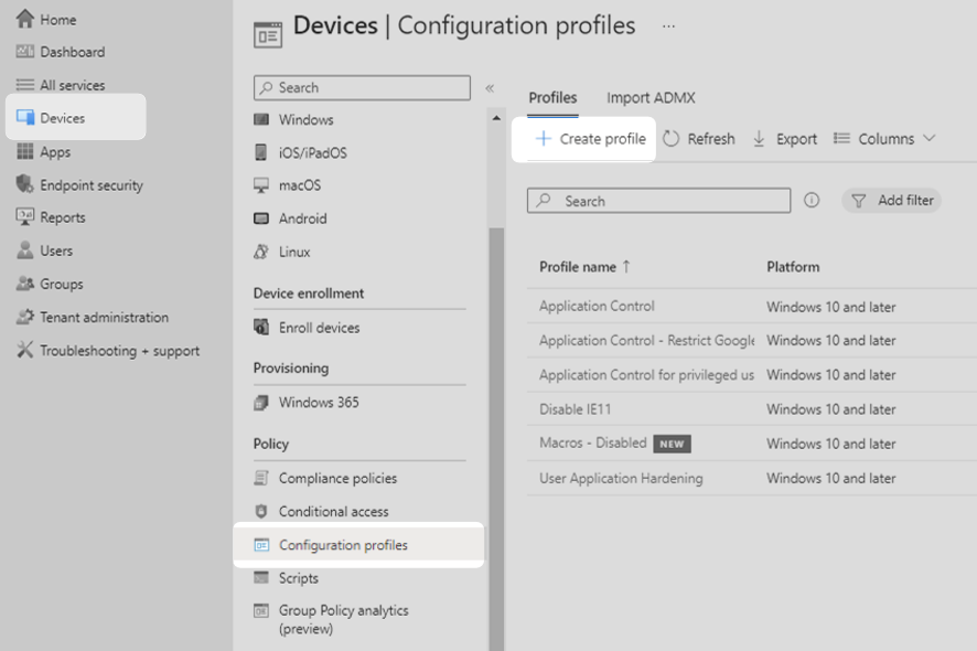 Using macros - Create a configuration profile for users - part 1