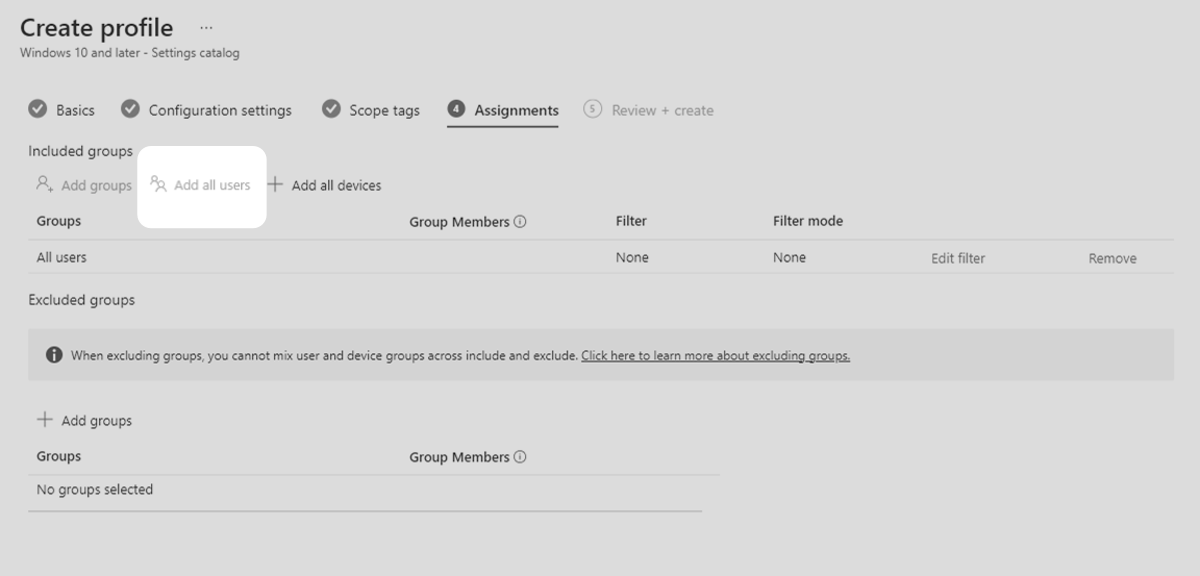 Using macros - Create a configuration profile for users - part 8