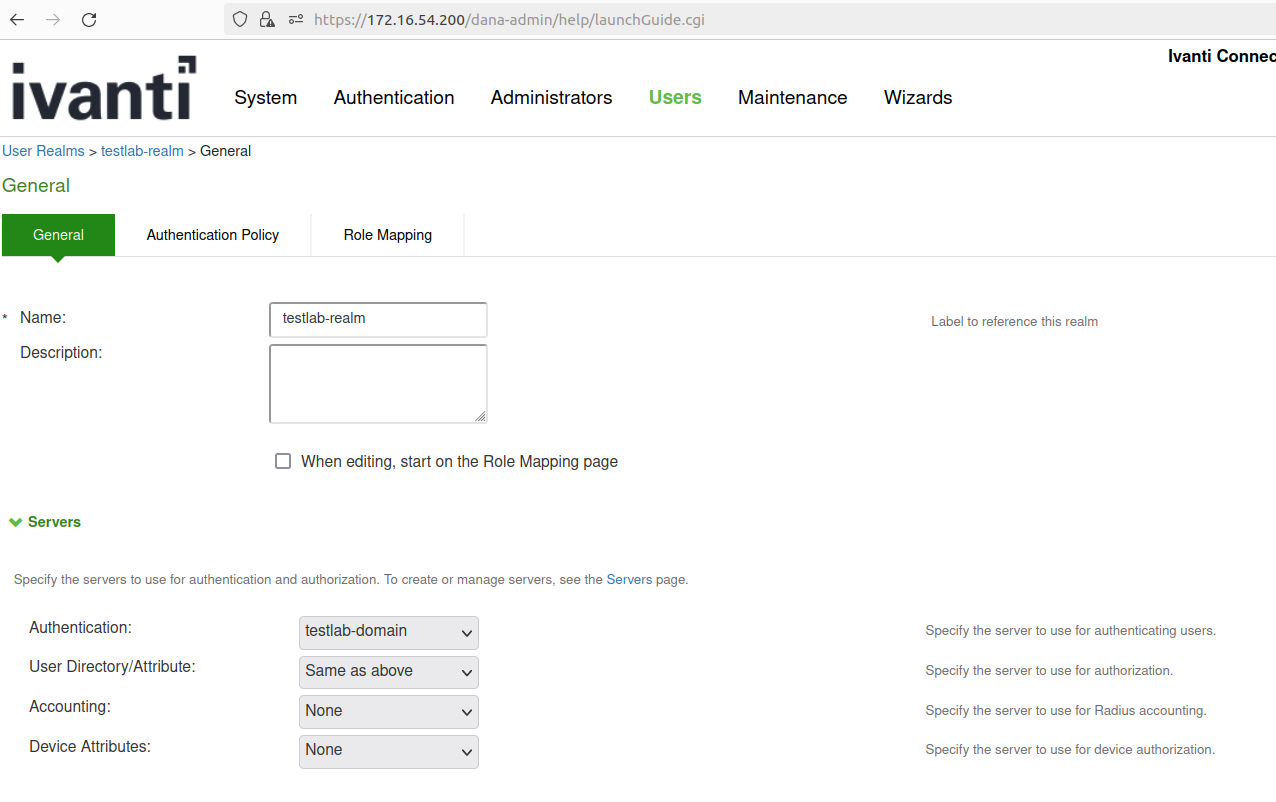 Figure 6: User Realm Configuration to Domain