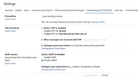  Make sure there are no forwarding rules, this will prevent cybercriminals who may be forwarding incoming emails. If you don’t use an email application and only use a web browser to access your emails, consider disabling POP and IMAP as these can be used by cybercriminals to access your emails from another application. Select Save changes when finished.