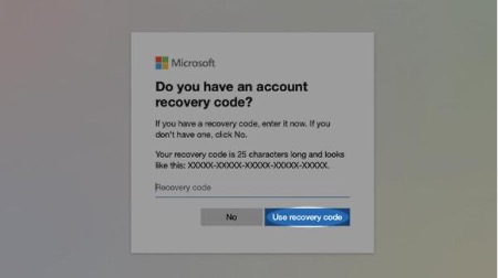 4. If you have a recovery code, enter it and select Use recovery code. Proceed to Step 2: Update your account recovery details. 